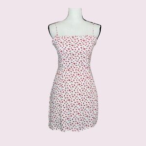 Olivaceous White Little Mini Dress with Cute Tiny Floral Size Medium